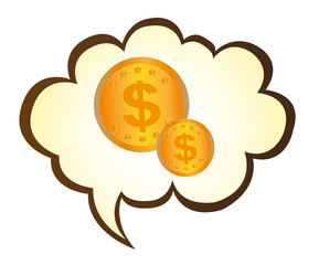 thought bubbles in money isolated over white background vector