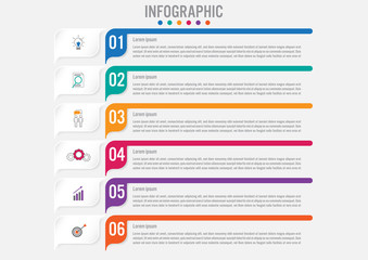 Business infographic labels template with 6 options.Creative concept for infographic..