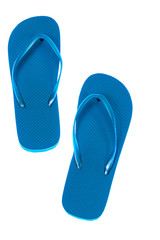 Blue Sandals Flip Flops Photographed On Light Table