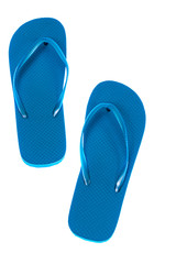 Blue Sandals Flip Flops Photographed On Light Table