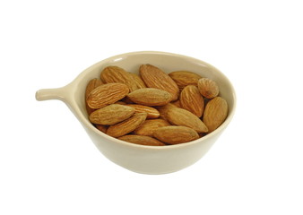 Almonds isolated on white background.