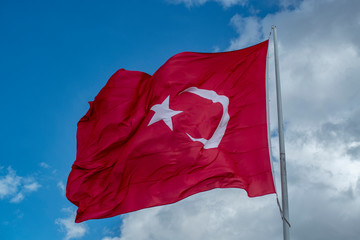 Turkish flag waving on the wind