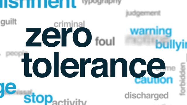 Zero tolerance animated word cloud. Kinetic typography.