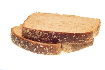 Two Slices of Whole Wheat Bread Isolated On White