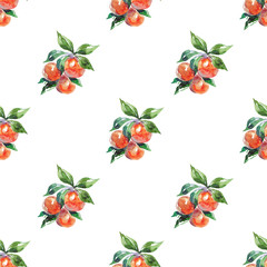 Watercolor seamless pattern with fruits isolated on white