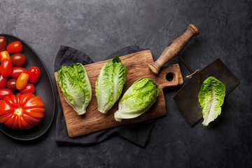 Mini romaine lettuce salad and tomatoes