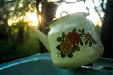 teapot on wooden table