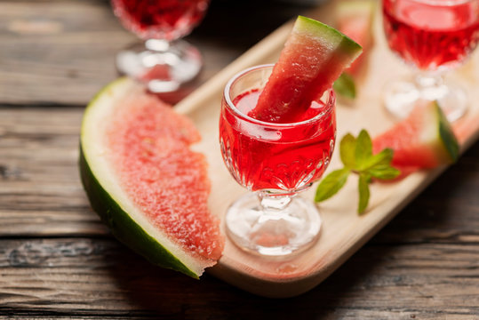 Sweet alcohol liquor with watermelon