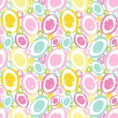 Abstract ovals in cute pastel colors. Seamless vector pattern with circles.