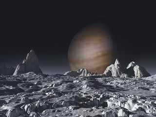 Landscape on the moon Europa, of the planet Jupiter © anibal