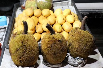 jackfruits and mangos at the night market - Kota Kinabalu Sabah Borneo Malaysia Asia