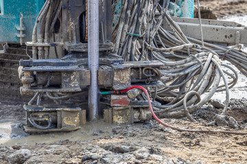 Construction site with drilling rig