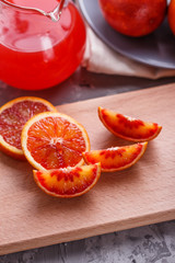 blood orange and juice on a dark background