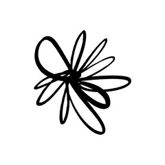 Hand drawn simple brush ink flower. Modern design grunge style element. Black vector symbol