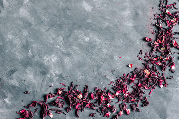Background tea dried hibiscus flowers top view © Anntuan