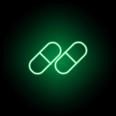 Medical, pills icon in neon style. Element of medicine illustration. Signs and symbols icon can be used for web, logo, mobile app, UI, UX