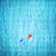 Uppsala on map of swedish counties