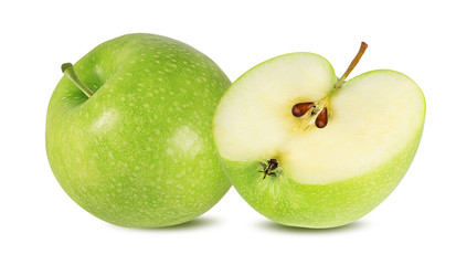 Fresh green apple isolated on white background with clipping path