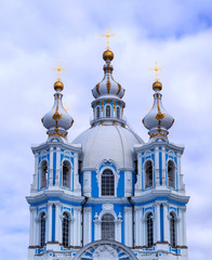 Fototapeta na wymiar St. Petersburg, Russia, 2019-04-13: Smolny Cathedral