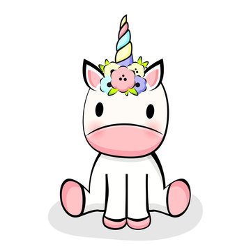 Cute Baby Unicorn. Cartoon Icon