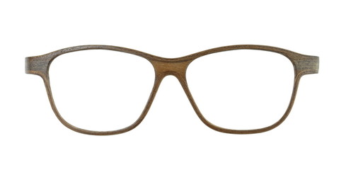Wooden optical glasses isolated over the white background. 
