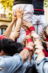Obraz premium Close-up of the joining hands building a 