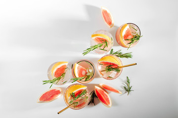 Grapefruit and Rosemary cocktail.  Refreshing and non-alcoholic drink perfect for spring or summer.