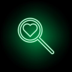 Medical, magnifying glass icon in neon style. Element of medicine illustration. Signs and symbols icon can be used for web, logo, mobile app, UI, UX