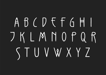Vector uppercase handwritten alphabet in Art Nouveau style.