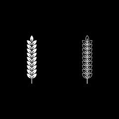 Spikelet of wheat Plant branch icon outline set white color vector illustration flat style image