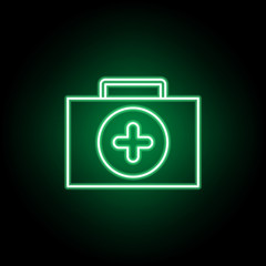Medical, medical kit icon in neon style. Element of medicine illustration. Signs and symbols icon can be used for web, logo, mobile app, UI, UX