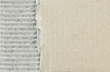 Cardboard texture. cardboard background . Piece of corrugated cardboard torn. Cardboard texture ragged edge. Space for text.
