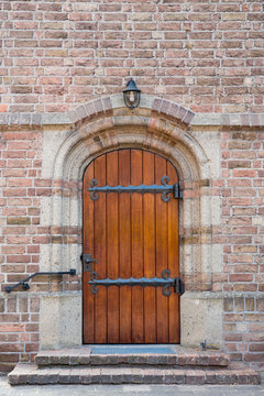 wooden door of church Sint Dominicus Tiel, The Netherlands