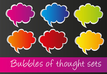 colorful thoought bubbles isolated over black background vector