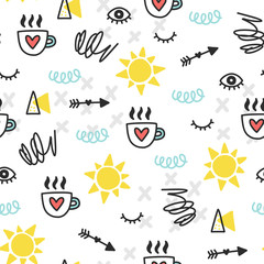 Seamless summer doodle pattern