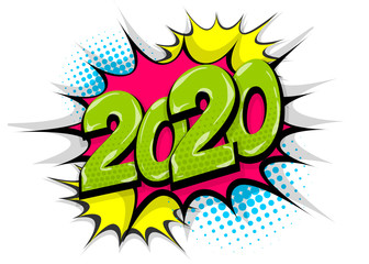 2019 year pop art comic book text speech bubble