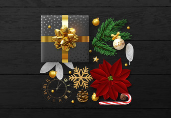 Christmas background composition with realistic design elements
