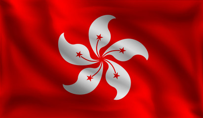 Waving Hong Kong flag, the flag of Hong Kong, vector illustration