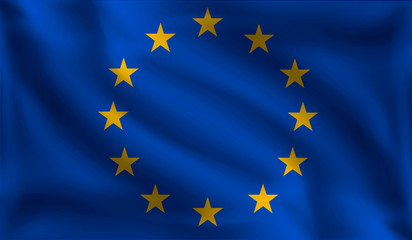 Waving Europeans flag, the flag of Europe, vector illustration