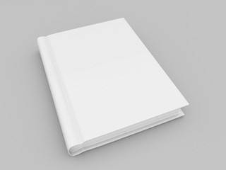 Book layout design on gray background. 3d render illustration..