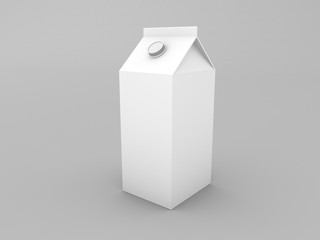 Milk package mockup packaging on gray background. 3d render illustration.