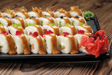 Sushi set close up.