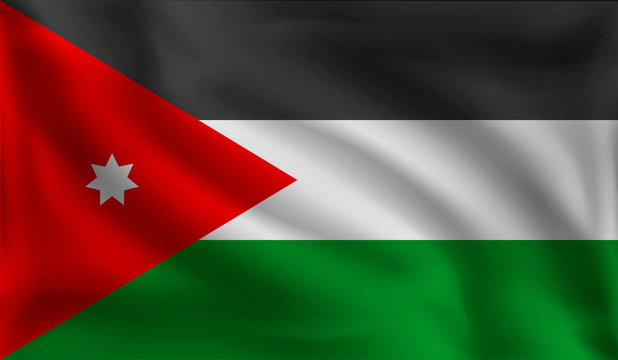 Waving Jordanians flag, the flag of Jordan, vector illustration