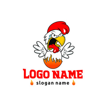 Chicken Fire Logo Design Inspiration / Simple Hot Vector