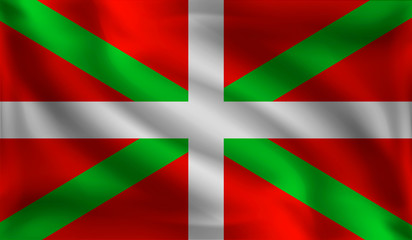 Waving Basque country flag, the flag of Basque country, vector illustration