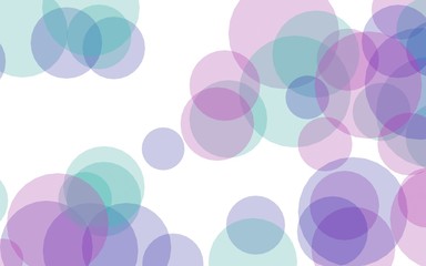 Multicolored translucent circles on a white background. Pink tones. 3D illustration