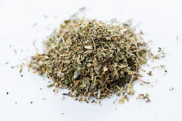 French herbes blend on white background. isolated.