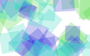 Multicolored translucent squares on white background. 3D illustration