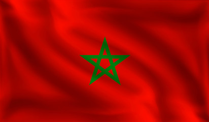 Waving Morocco flag, the flag of Morocco, vector illustration