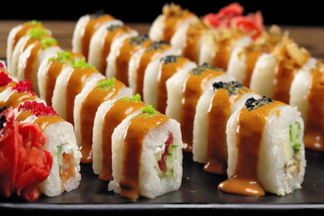 Sushi set close up.